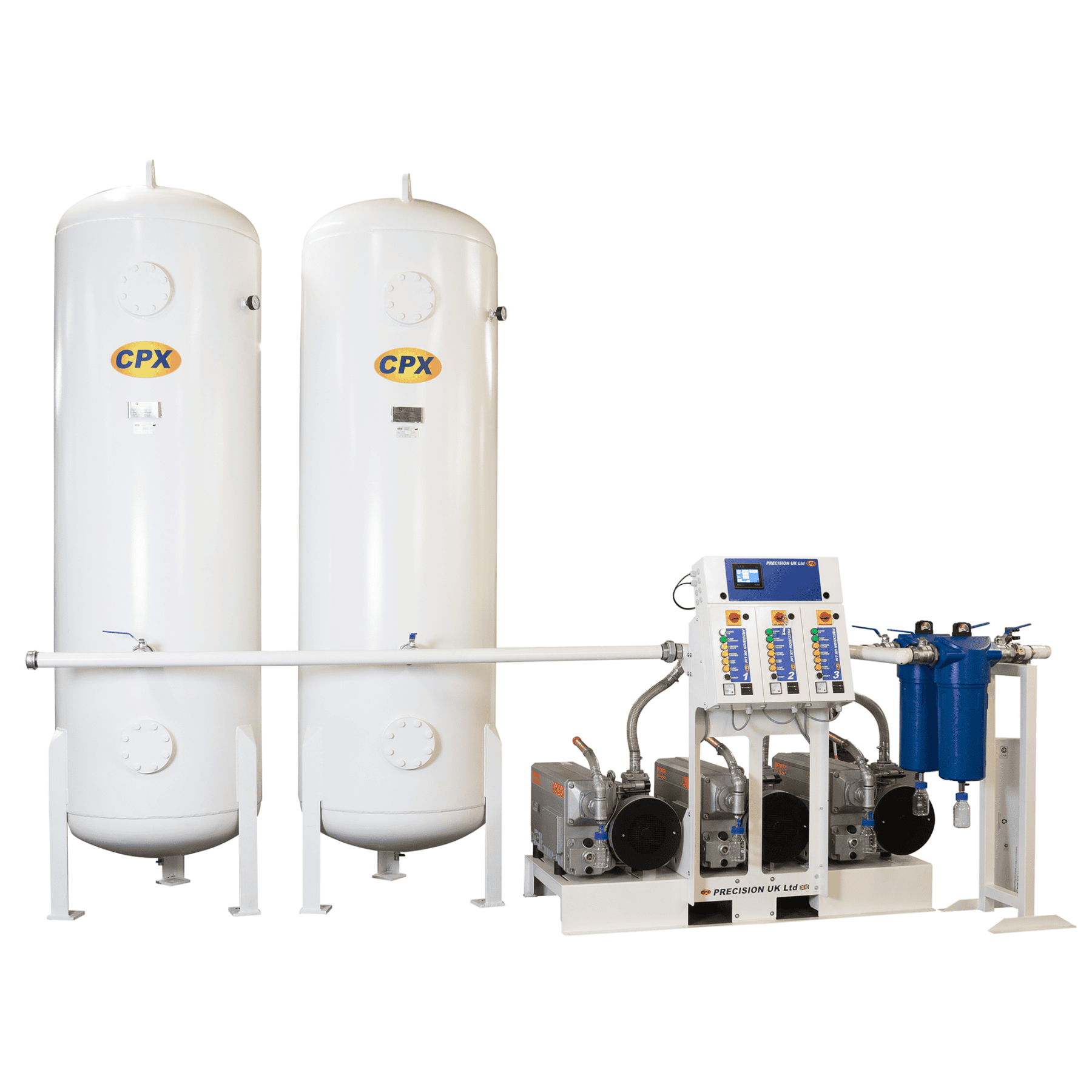 Cụm CPX Medical Vacuum Plant với bình chứa, bơm hút và bảng điều khiển